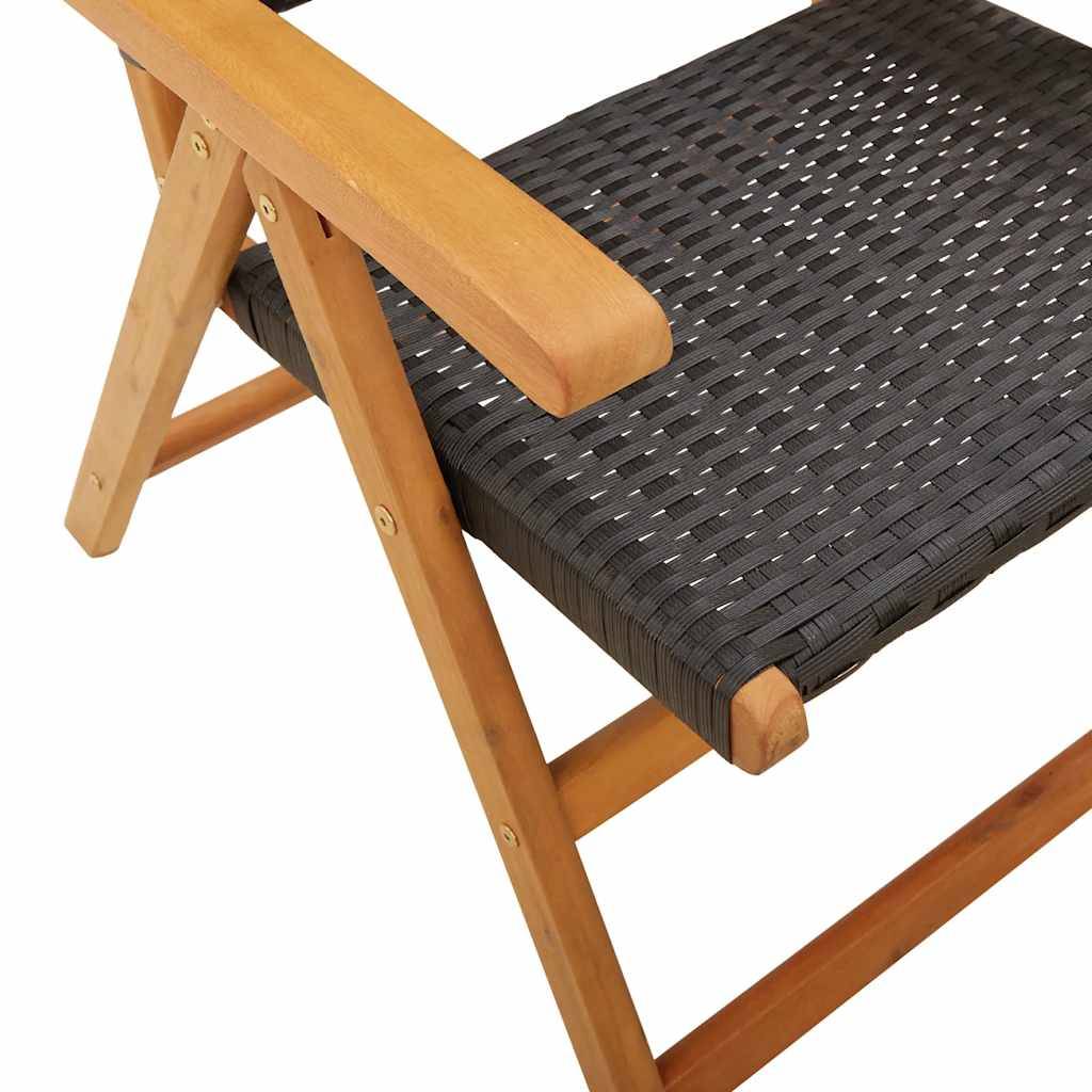 PANGIVO - Chaise de jardin inclinable bois d’acacia et résine tressée noir 57 x 70 x 85-109 cm - PANGIVO - Image 8