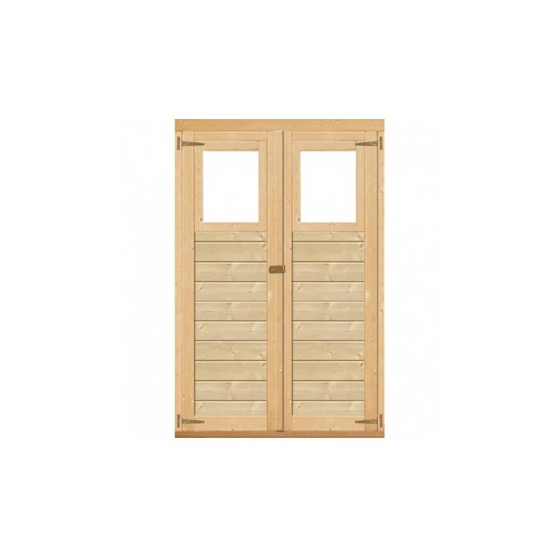 Abri de jardin 4,41m² bois massif 14mm fenêtre latérale Karibu marron avec embase traitée - Image 4