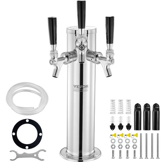VEVOR Kit colonne bière pression trois robinets, inox, tubes pré-assemblés. Bar. - Image 1