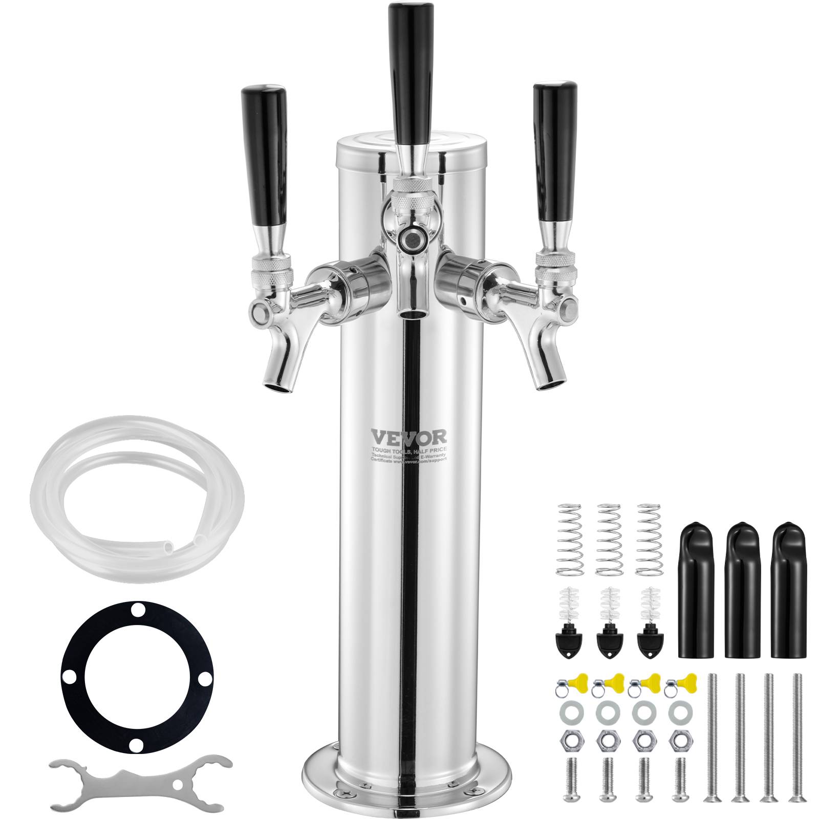 VEVOR Kit colonne bière pression trois robinets, inox, tubes pré-assemblés. Bar. - Image 1