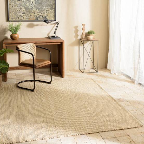 QUENTIN - Tapis rectangulaire 200x290cm en jute et coton beige - Image 2