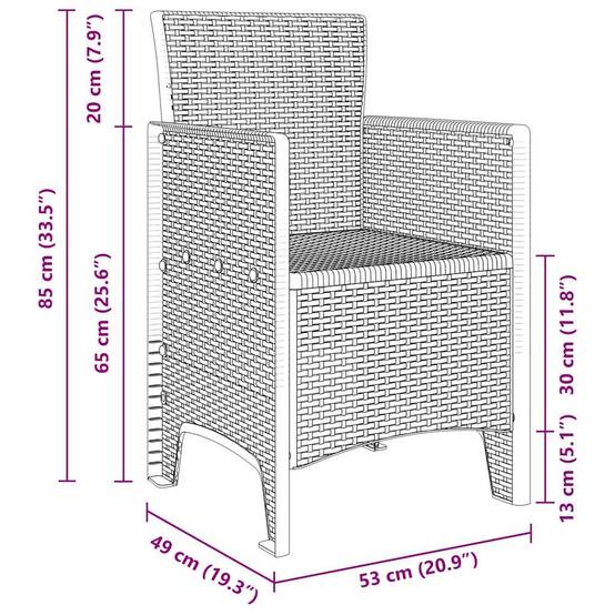 PANGIVO - Chaise de jardin polypropylène gris clair 53 x 49 x 85 cm, Poids :24.5kg - PANGIVO - Image 8
