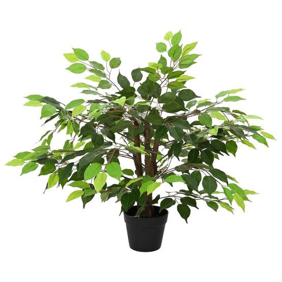 Plante artificielle Ficus tissu et bois vert 73 x 16 x 60 cm - PANGIVO - Image 2