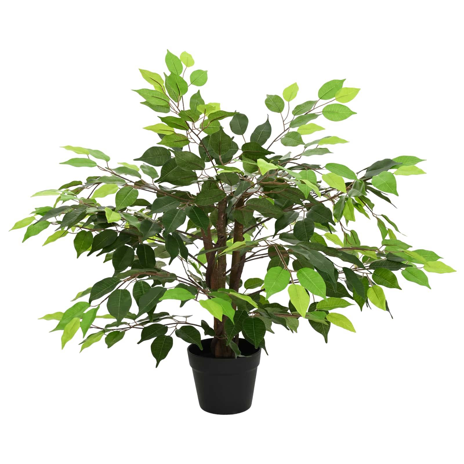 Plante artificielle Ficus tissu et bois vert 73 x 16 x 60 cm - PANGIVO - Image 3