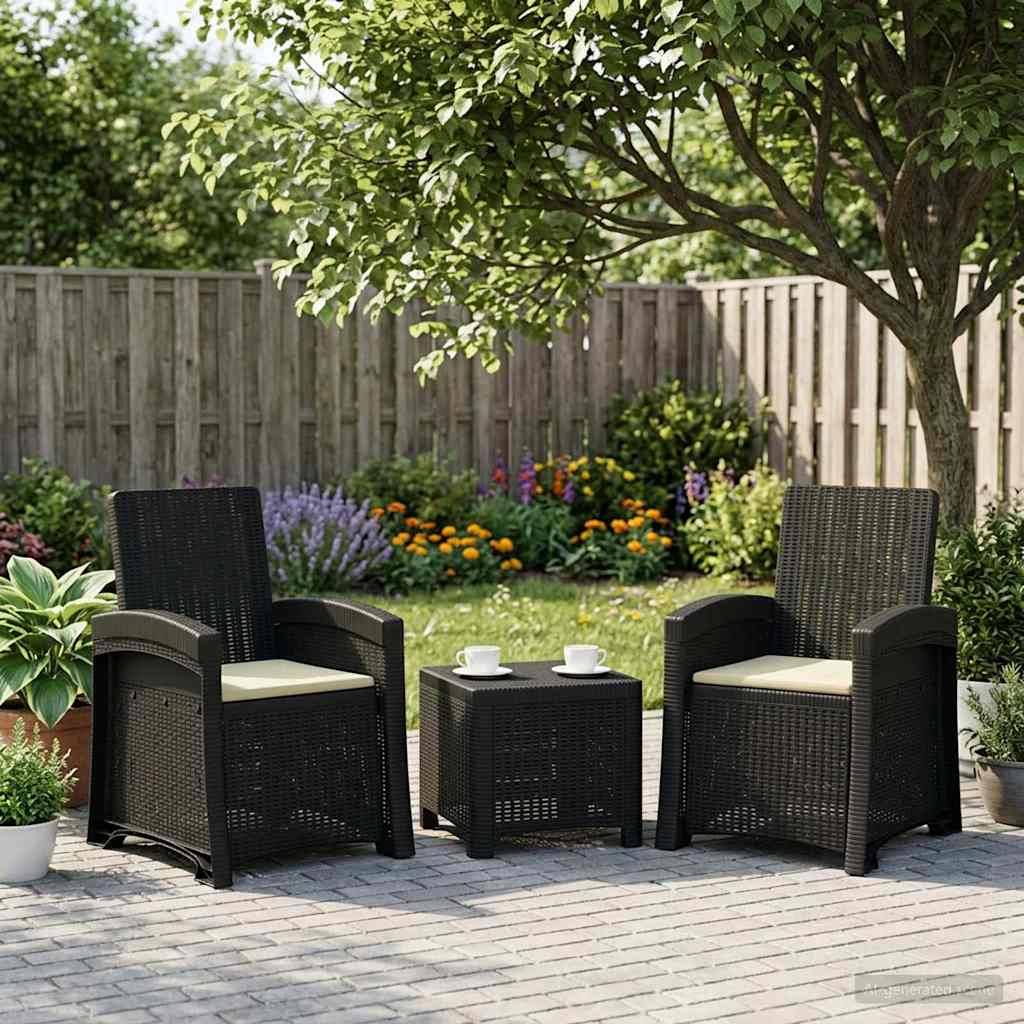 PANGIVO - Chaises de jardin polypropylène anthracite et crème 56 x 63 x 92 cm - PANGIVO