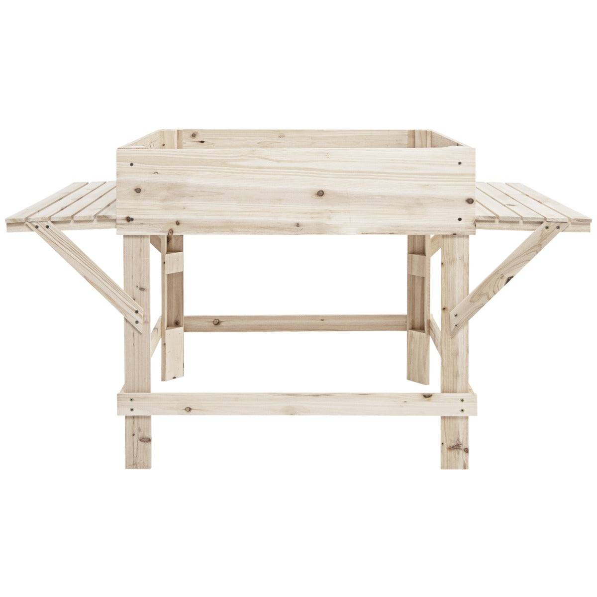 Jardinière sur pieds en bois avec tablettes latérales trous de drainage et doublure idéal pour légumes fleurs herbres - Image 1