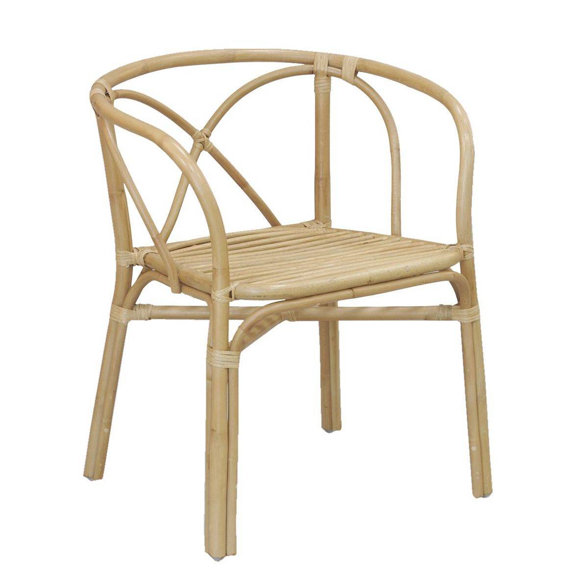 Aubry Gaspard - Fauteuil en rotin naturel dossier croisé Charlie - Image 1