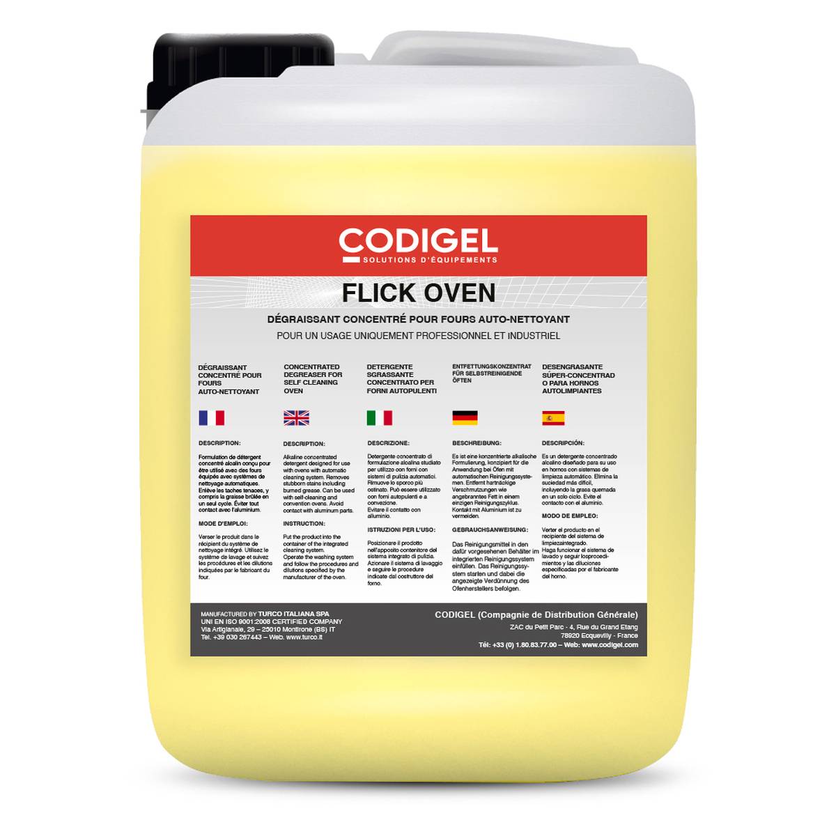 Détergent Dégraissant Fours Autonettoyants - Bidon de 10 kg - Codigel