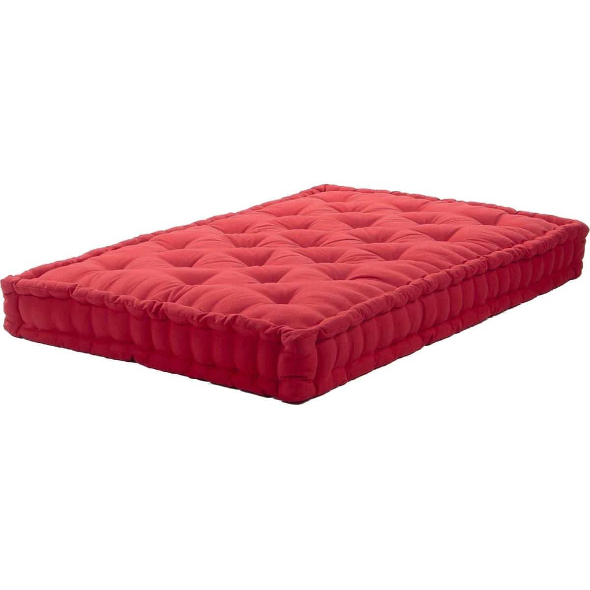 Jardindeco - Coussin de palette en coton coloré 120 x 80 cm Rouge - Image 1