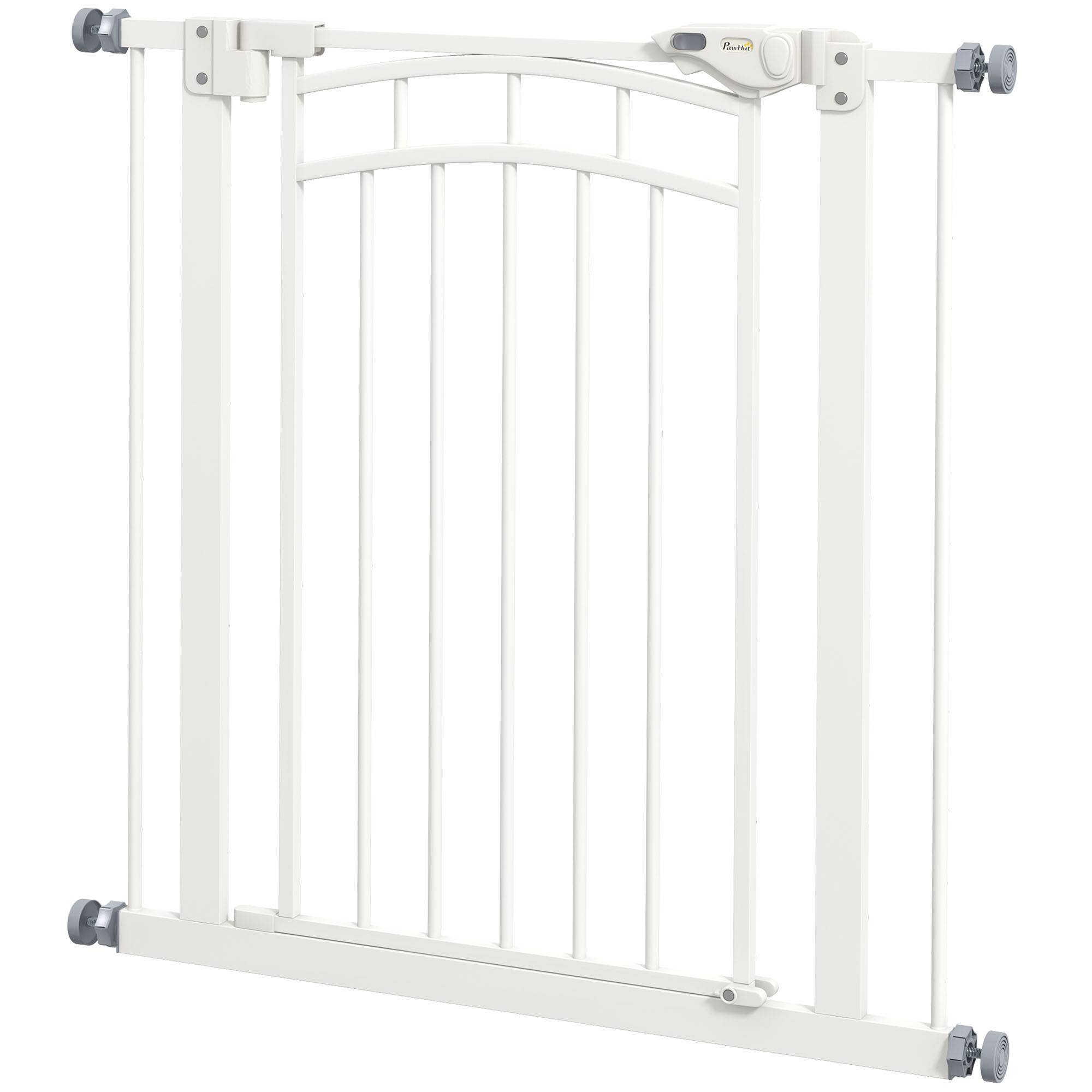 Barrière de sécurité acier pour escaliers fermeture automatique 74-80cm blanc - ComfortXL Outdoor Living - Image 2