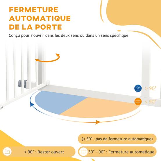 Barrière de sécurité acier pour escaliers fermeture automatique 74-80cm blanc - ComfortXL Outdoor Living - Image 8