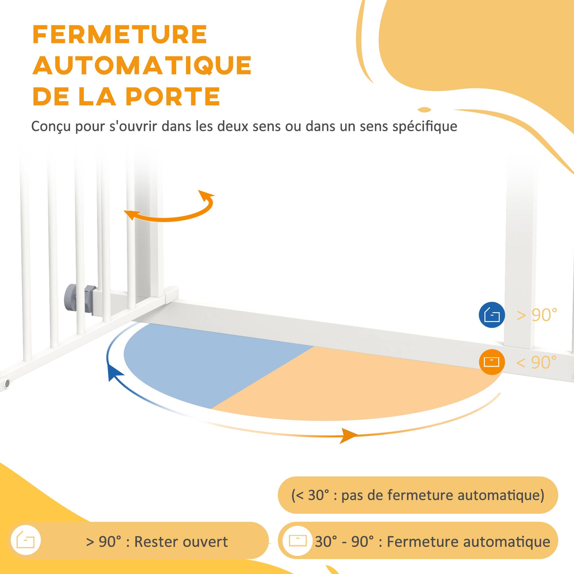 Barrière de sécurité acier pour escaliers fermeture automatique 74-80cm blanc - ComfortXL Outdoor Living - Image 8