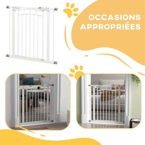 Barrière de sécurité acier pour escaliers fermeture automatique 74-80cm blanc - ComfortXL Outdoor Living - Image 10