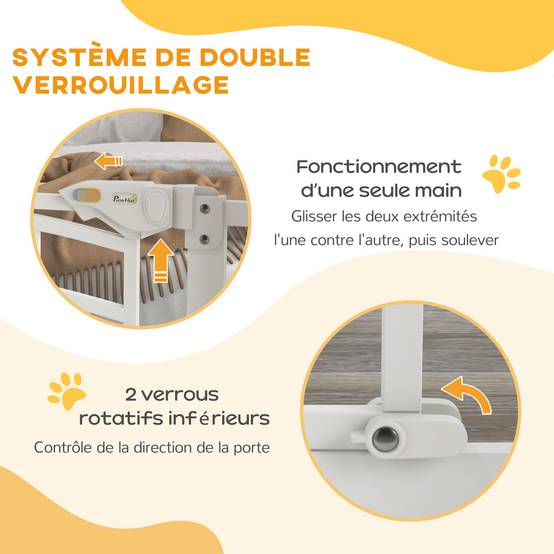 Barrière de sécurité acier pour escaliers fermeture automatique 74-80cm blanc - ComfortXL Outdoor Living - Image 7