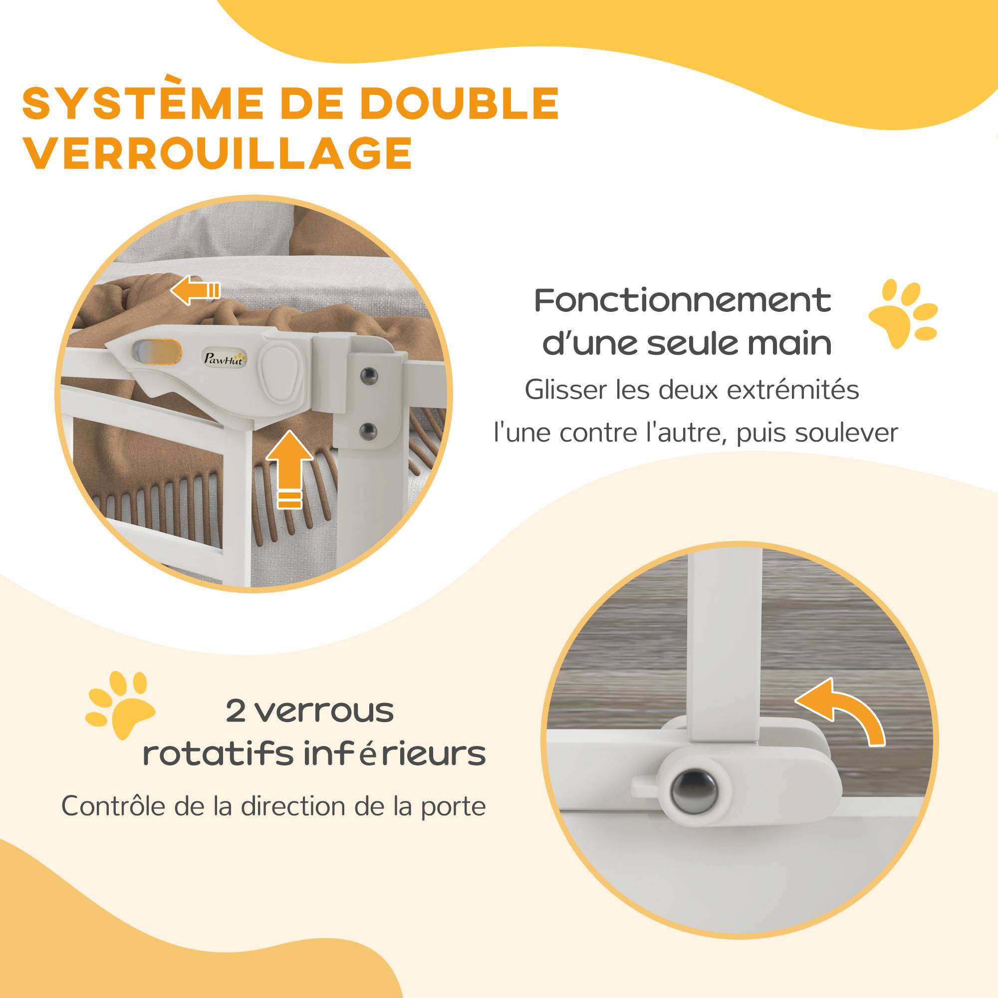 Barrière de sécurité acier pour escaliers fermeture automatique 74-80cm blanc - ComfortXL Outdoor Living - Image 7