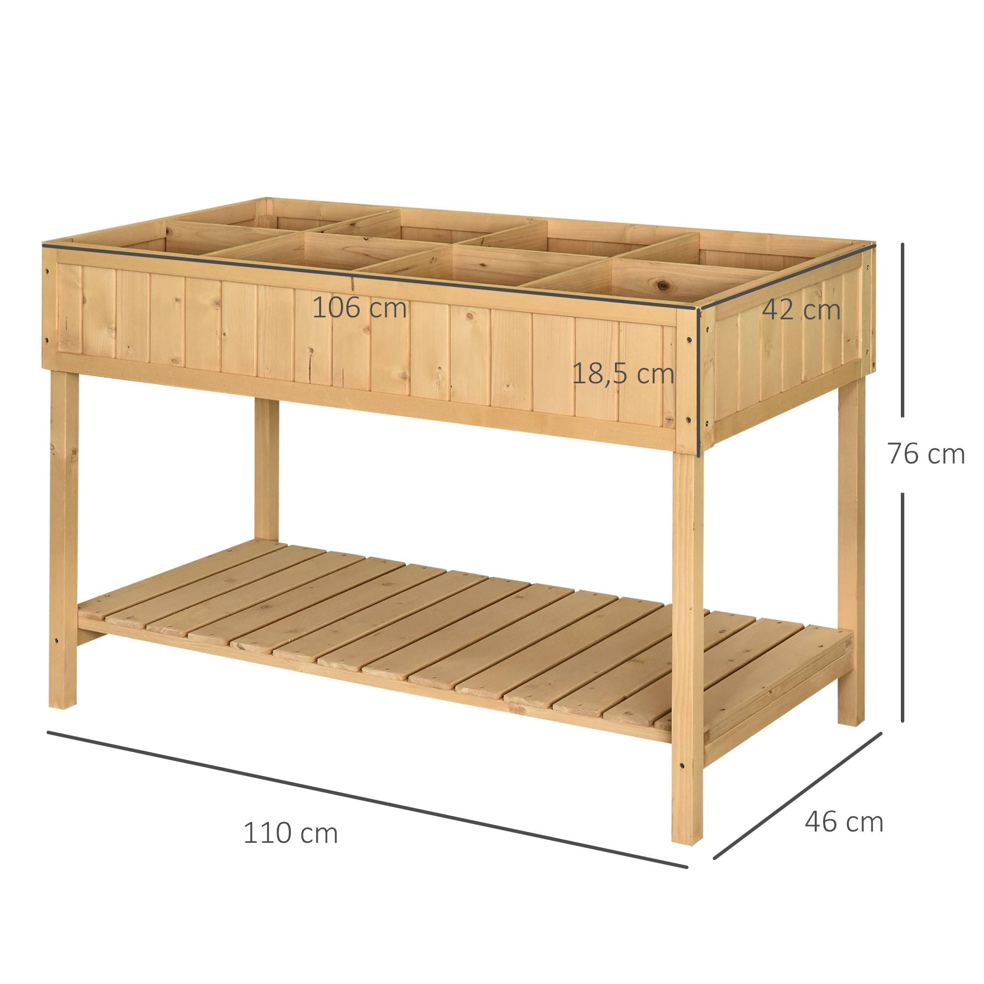 Carré potager sur pied bois naturel 110 x 46 x 76 cm - PANGIVO - Image 5