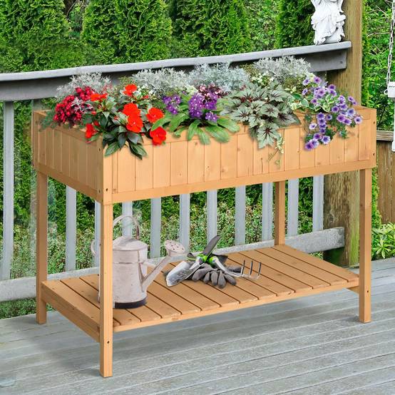 Carré potager sur pied bois naturel 110 x 46 x 76 cm - PANGIVO - Image 3