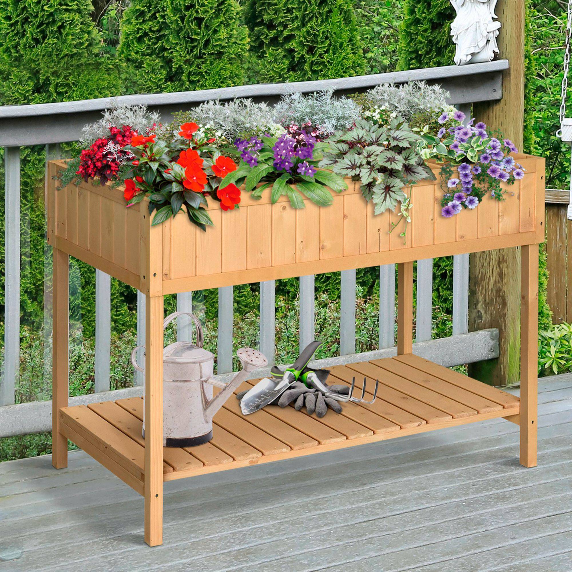 Carré potager sur pied bois naturel 110 x 46 x 76 cm - PANGIVO - Image 3