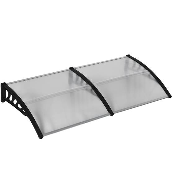 Sans Marque - Auvent extérieur pour fenêtres et portes en polycarbonate et aluminium, 200 x 96 x 27 cm, transparent - Image 2