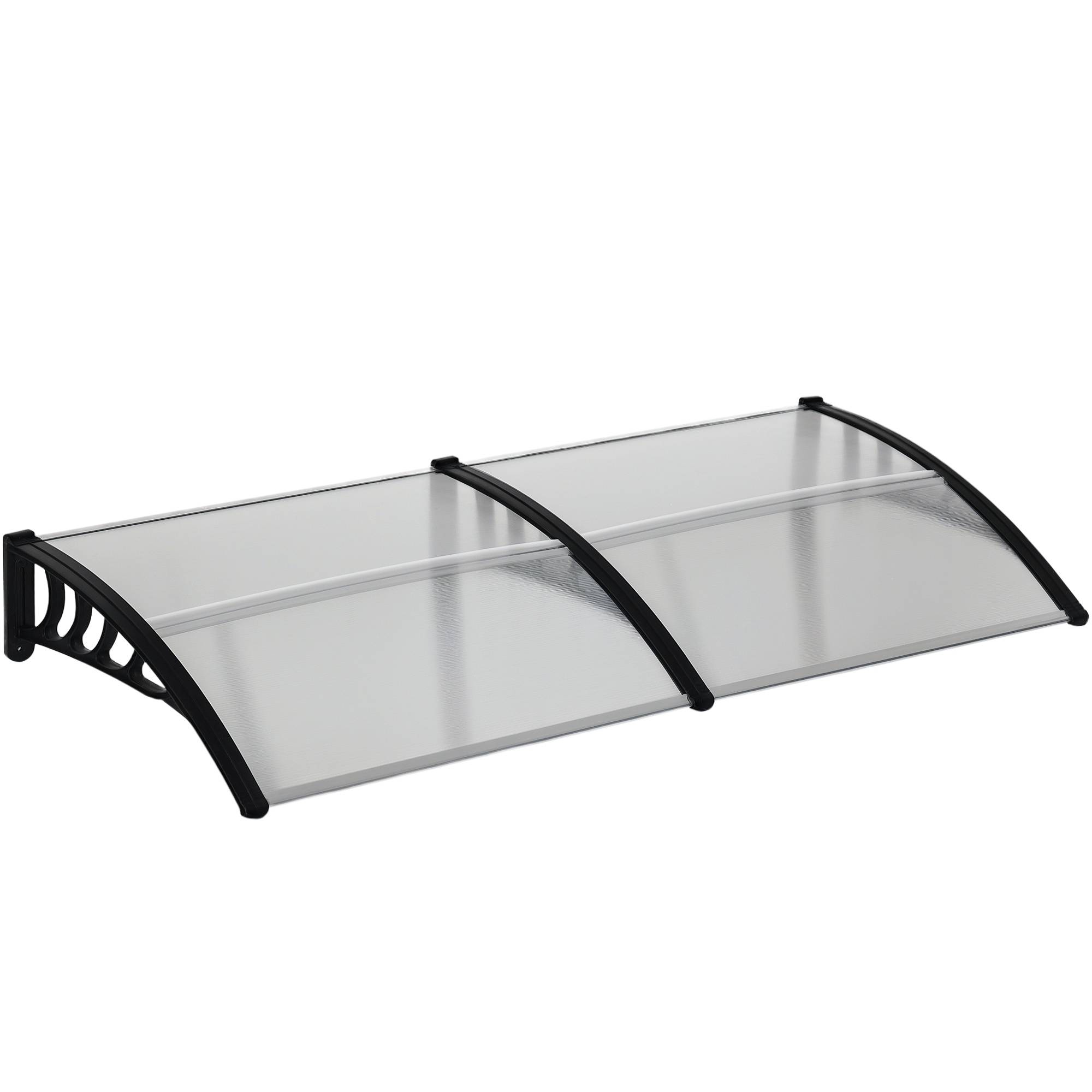 Sans Marque - Auvent extérieur pour fenêtres et portes en polycarbonate et aluminium, 200 x 96 x 27 cm, transparent - Image 1