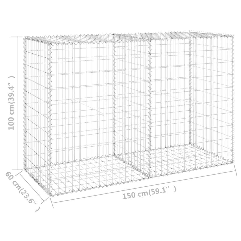 Cage Gabion Métallique Extérieur Décoration Paysagère Solide 150x60x100cm Argent - ComfortXL Outdoor Living - Image 7