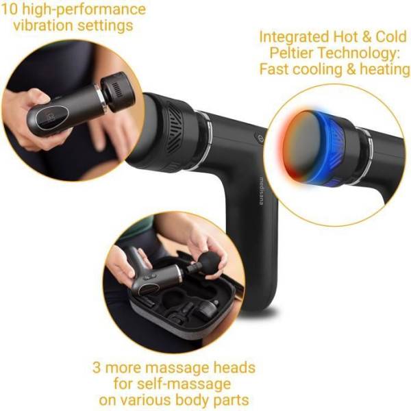 Pistolet de massage chaud & froid - MEDISANA - MG 560 - 10 intensités de percussion - 3 niveaux - 4 accessoires - Noir - Image 5