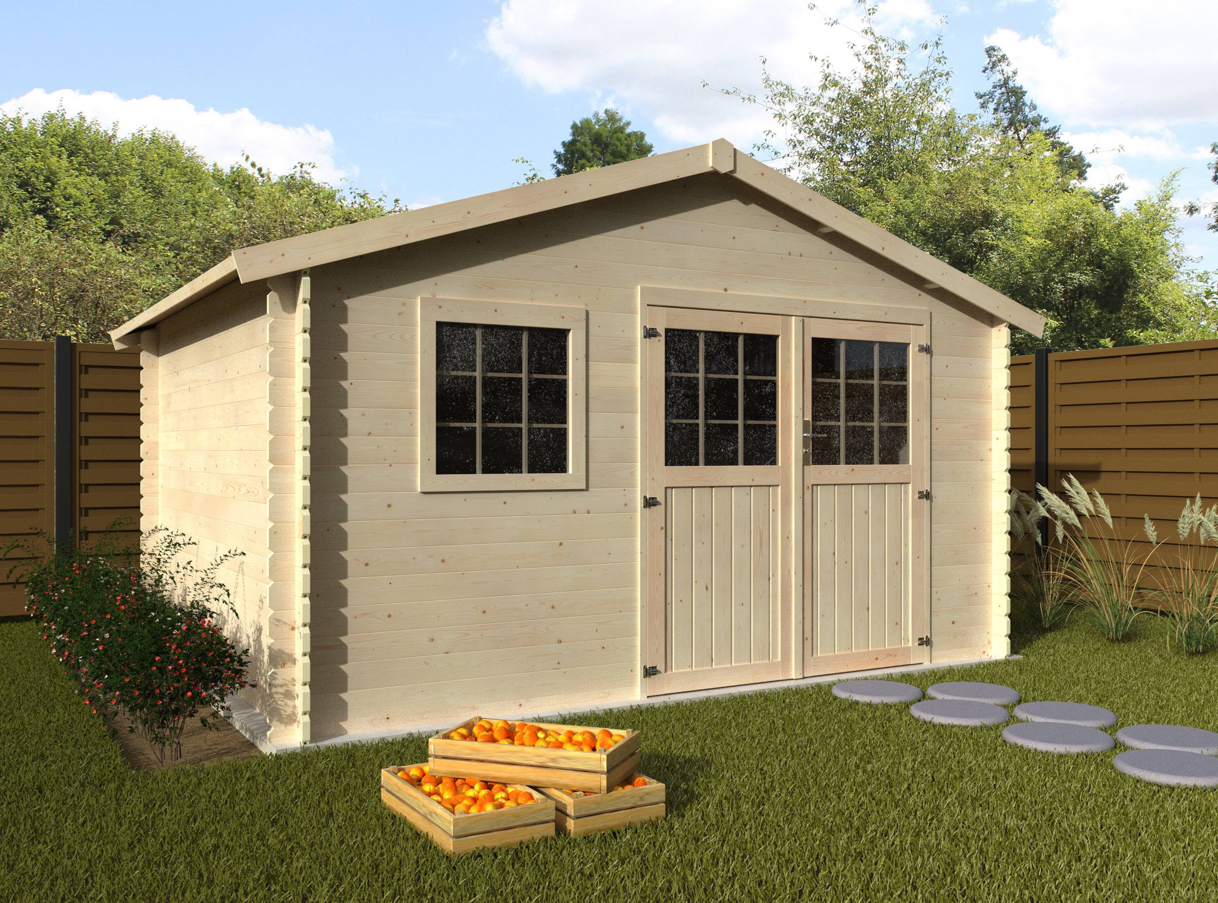 Decor et Jardin - ABRI DE JARDIN BOIS FREVENT - 11,19 m² - Ep : 28 mm - 3,98x3,26 - couleur naturel - Décor et Jardin - Image 2