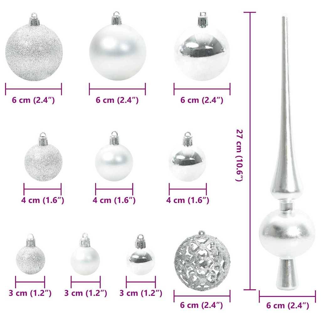 Vidaxl - Ensemble de Boules de Noël 120 pcs Argent Plastique vidaXL 42018836 - Image 3