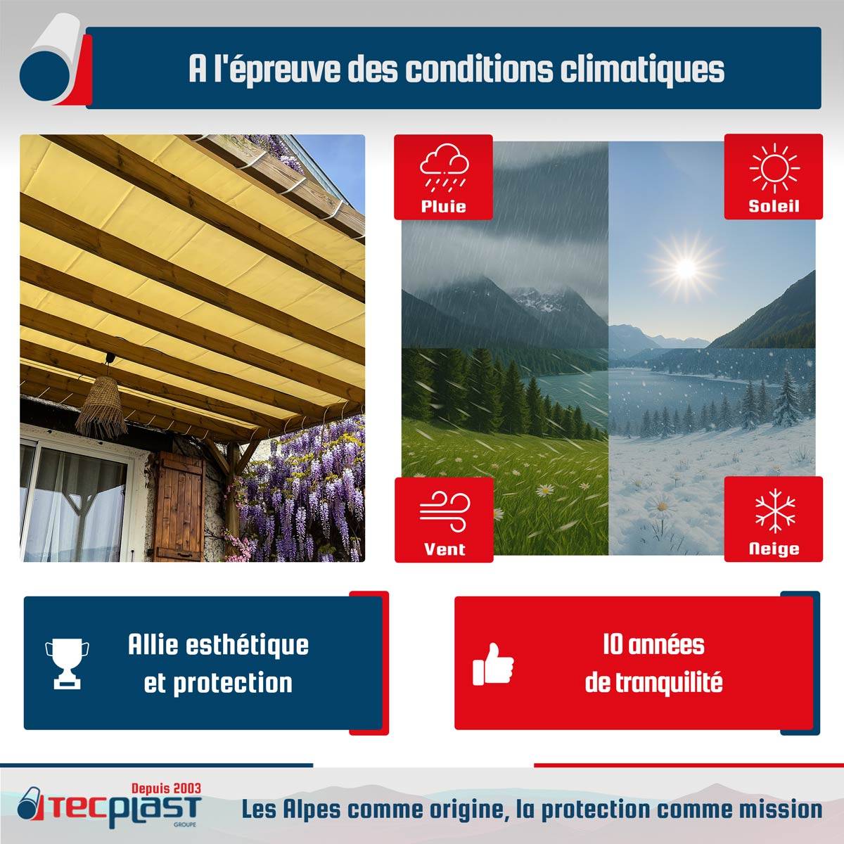 Bâche PVC Pergola 680 Gr/M² TECPLAST Ivoire 2 x 3 m - PR1313 - Image 4
