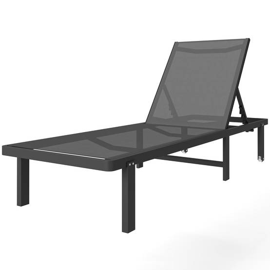 Bain de Soleil Transat de Jardin avec Roulettes Inclinable - 190x62x88cm Aluminium Gris foncé fr38 - Image 1