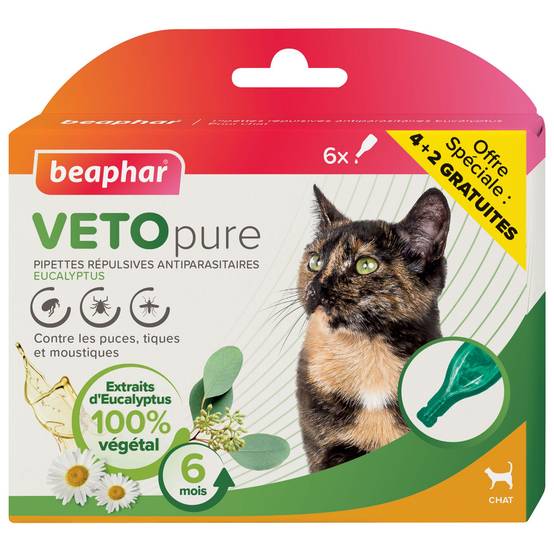 Pipettes répulsives VETOpure chat : 6 x 1 ml BEAPHAR - Image 1