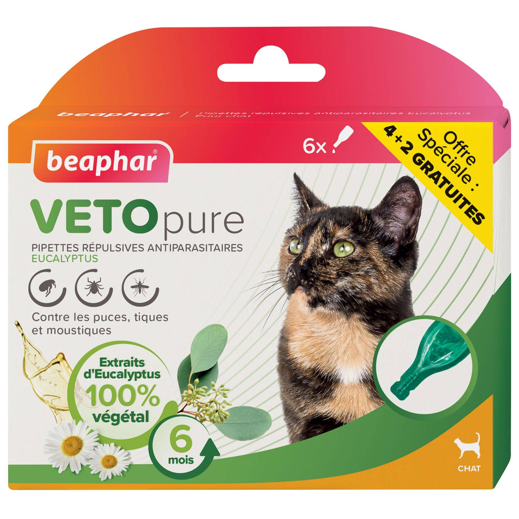 Pipettes répulsives VETOpure chat : 6 x 1 ml BEAPHAR