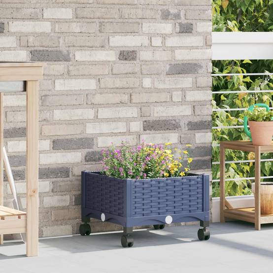 ComfortXL - Pot fleur carré surélevé roulettes balcon extérieur 40x40x33cm gris bleu - ComfortXL Outdoor Living - Image 1
