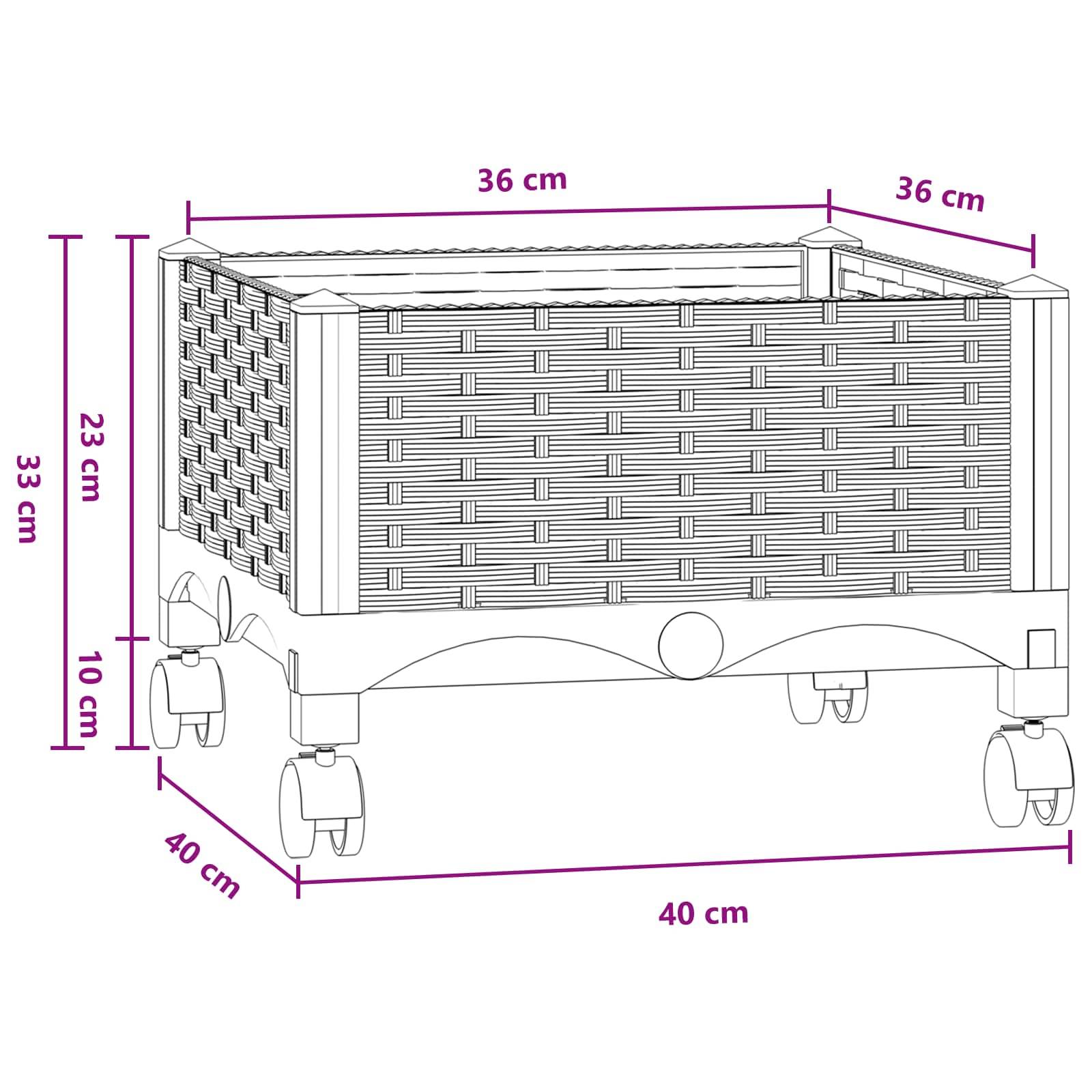 ComfortXL - Pot fleur carré surélevé roulettes balcon extérieur 40x40x33cm gris bleu - ComfortXL Outdoor Living - Image 8
