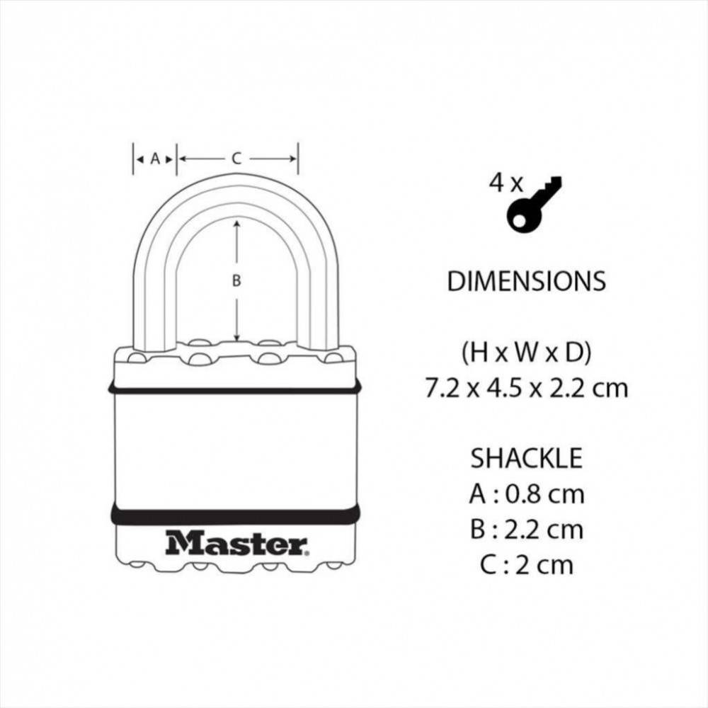 Master Lock - Cadenas à clé MASTER LOCK acier laminé, l.45 mm - Image 6