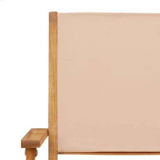 Lot de 6 Chaises de jardin | Chaise d'extérieur pliantes beige tissu et bois massif - Image 9