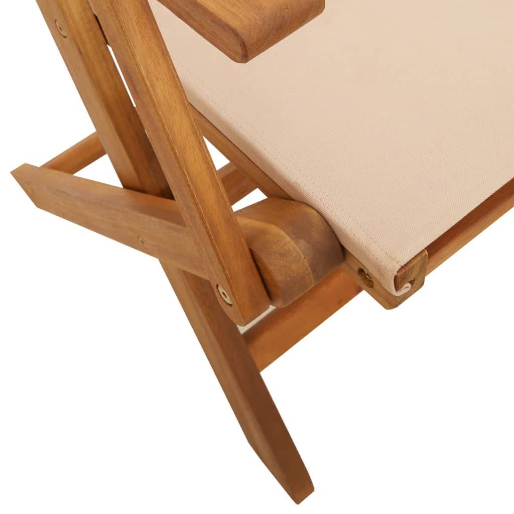 Lot de 6 Chaises de jardin | Chaise d'extérieur pliantes beige tissu et bois massif - Image 8