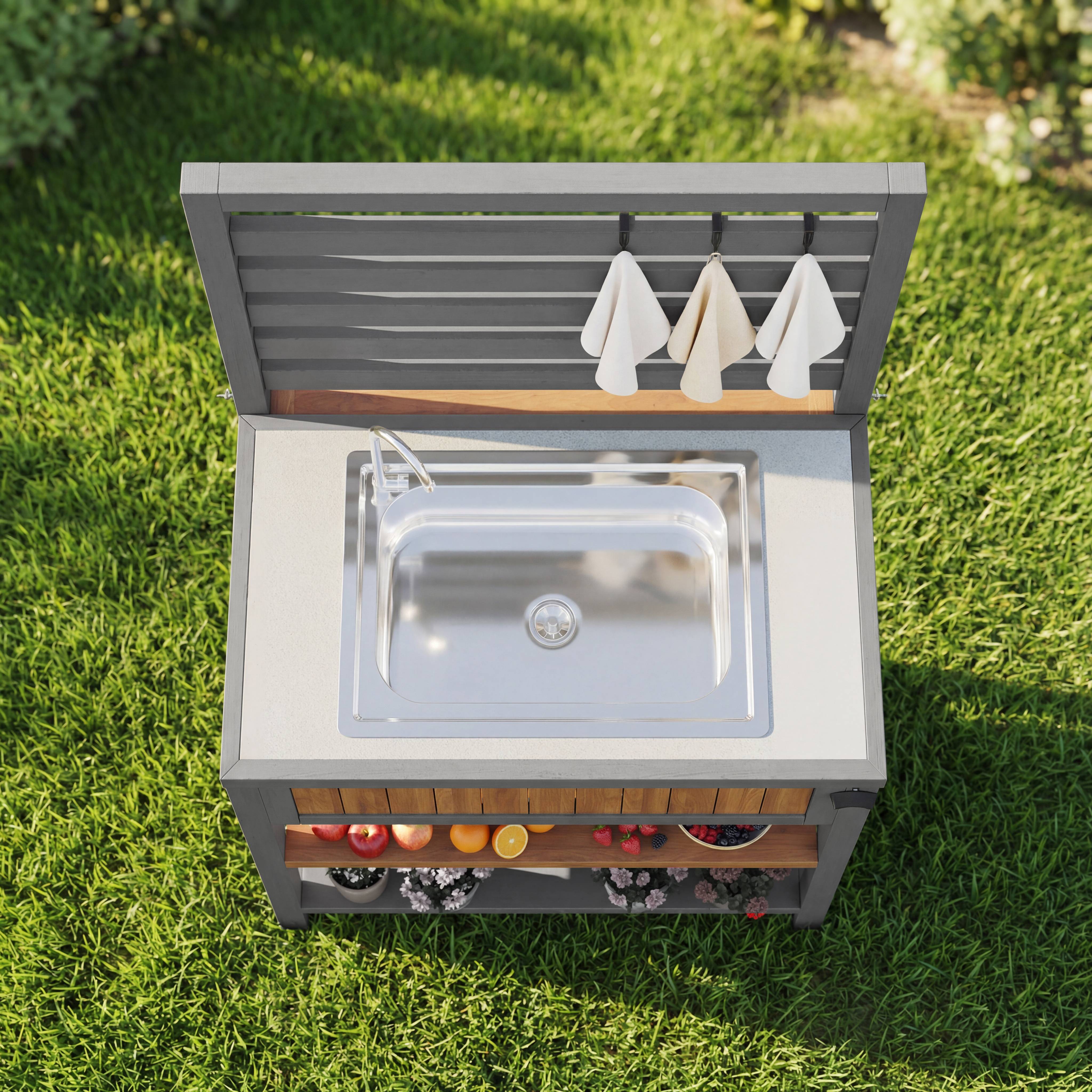 PANGIVO - Armoire de jardin avec lavabo et robinet, bois massif, 80 x 51 x 148.5 cm - PANGIVO - Image 3