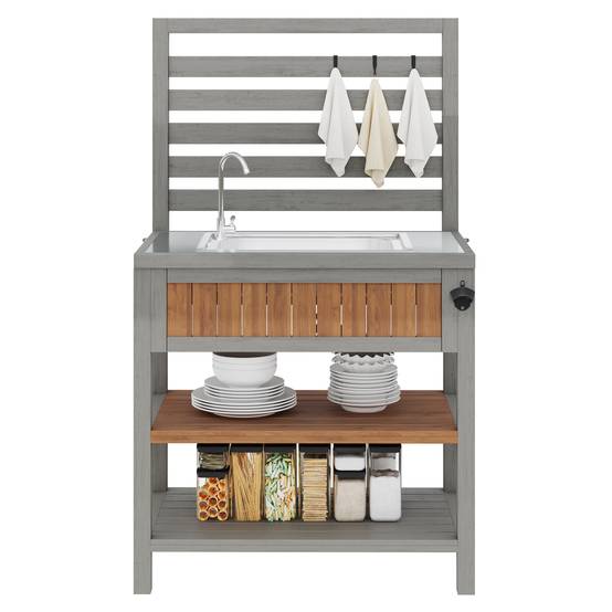 PANGIVO - Armoire de jardin avec lavabo et robinet, bois massif, 80 x 51 x 148.5 cm - PANGIVO - Image 10
