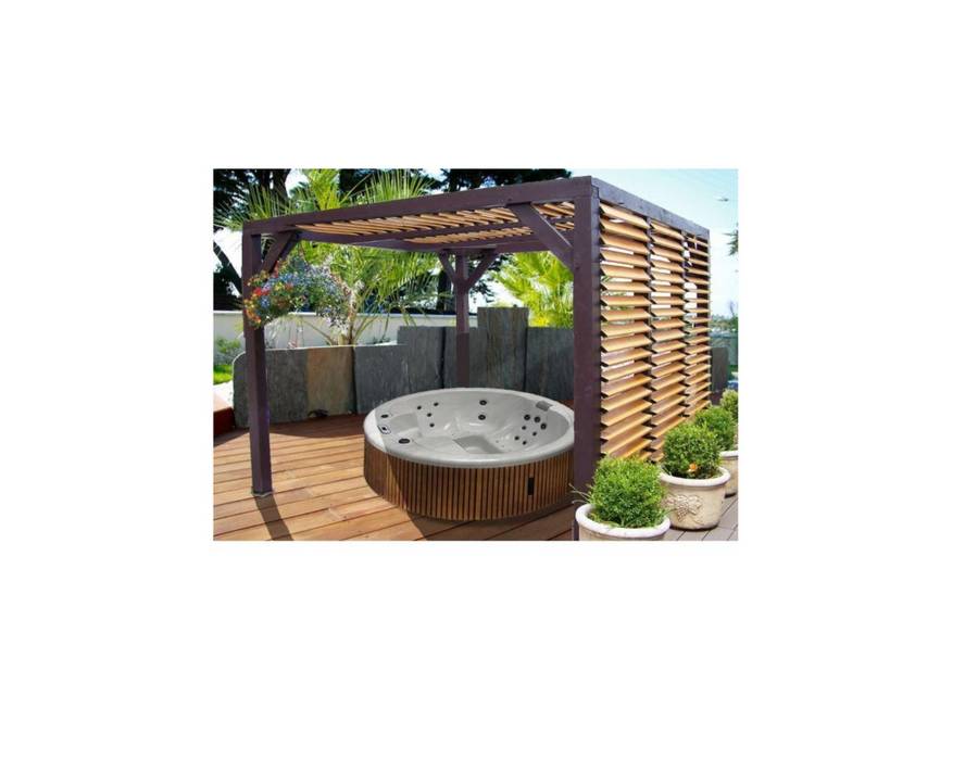Habrita - Auvent VENETO bois + ventelles toit/mur - 10,57 m2 - dimensions 3,39 m x 3,12 m Habrita - Image 4