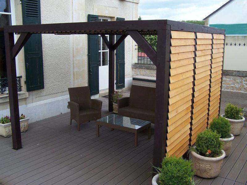 Habrita - Auvent VENETO bois + ventelles toit/mur - 10,57 m2 - dimensions 3,39 m x 3,12 m Habrita - Image 2