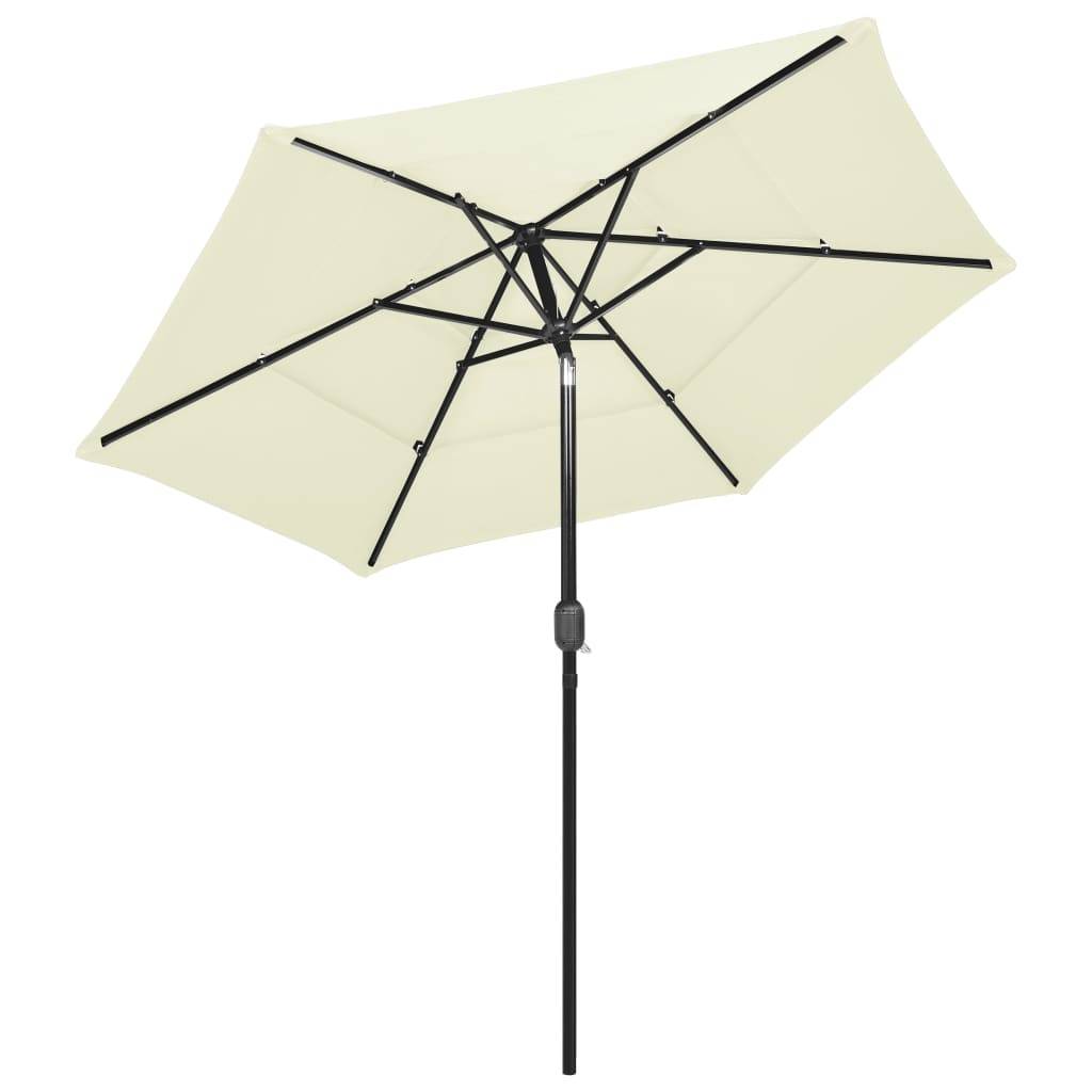 Helloshop26 - Parasol à 3 niveaux avec mât en aluminium 2,5 m sable - Image 3