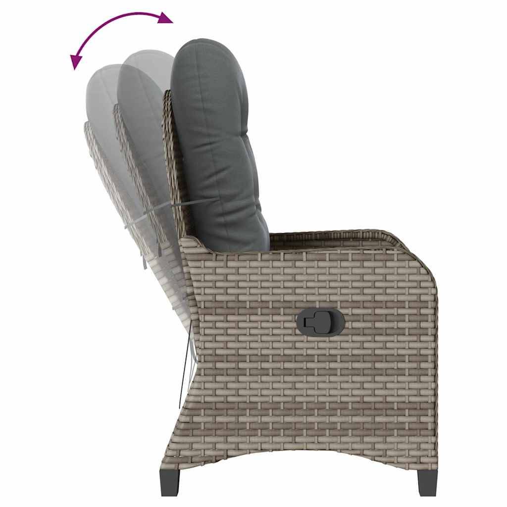 ComfortXL - Fauteuil relax de jardin en polyrotin inclinable multipositions avec coussin pour terrasse Gris – ComfortXL Outdoor Living - Image 8