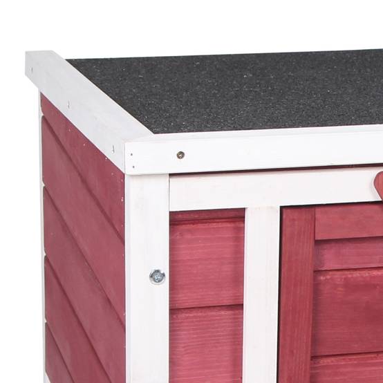 Abri en Bois pour Petit Lapin Niche Extérieure Toit Ouvrant et Porte Rampe 42cm Rouge - ComfortXL Outdoor Living - Image 9