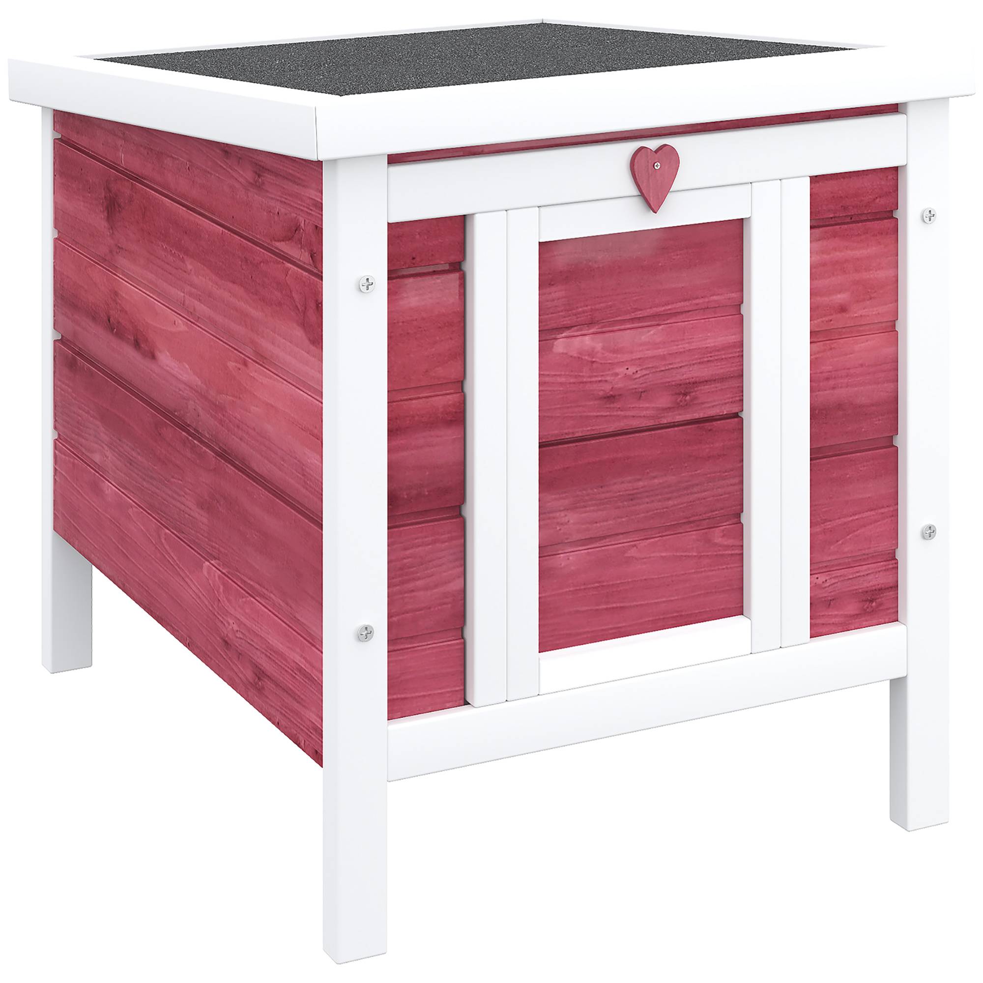 Abri en Bois pour Petit Lapin Niche Extérieure Toit Ouvrant et Porte Rampe 42cm Rouge - ComfortXL Outdoor Living - Image 2