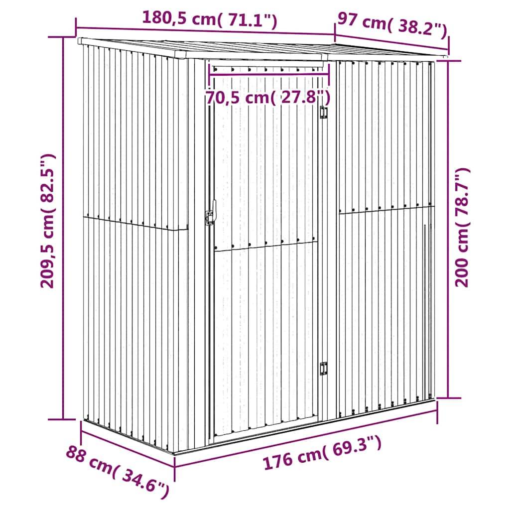 Vidaxl - Abri de jardin Gris 180,5x97x209,5 cm Acier galvanisé vidaXL 150904 - Image 3