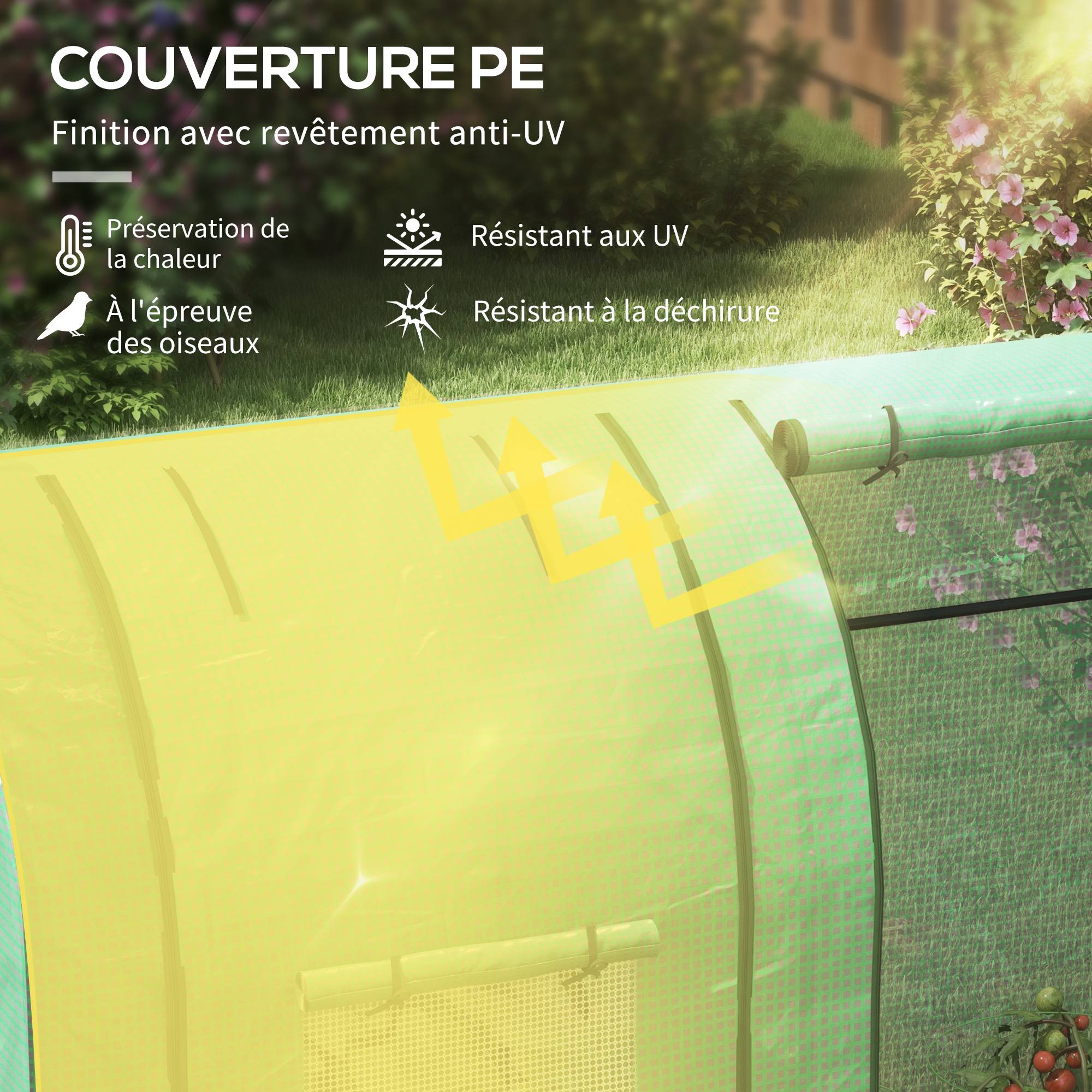 Serre de jardin à tomates en acier pour potager protection optimale 185x94x150cm vert - ComfortXL Outdoor Living - Image 7