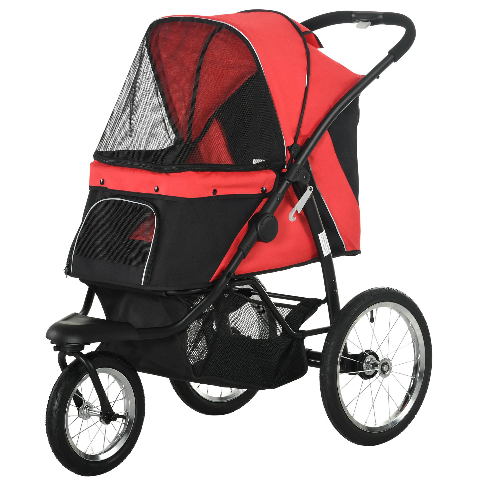 Sans Marque - Poussette chien pliable pare-soleil fenêtre filet panier rangement rouge 111x58x107 cm - Image 2