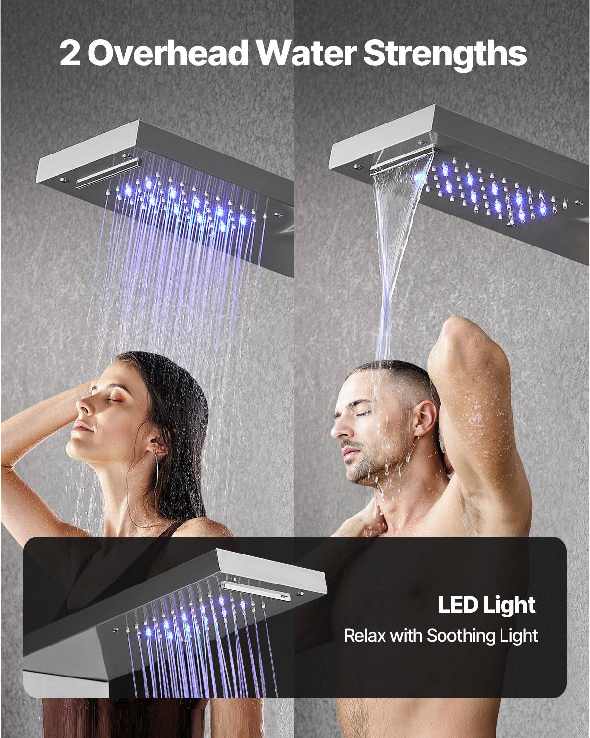 Vevor - VEVOR Colonne douche LED acier inox 1345mm, 5 fonctions dont 4 jets corps et douchette main. - Image 4