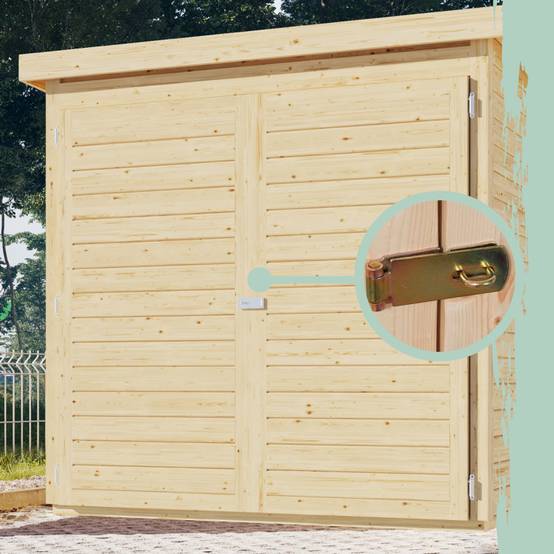 Abri à vélos en épicéa nordique 4,6m² pour 4 vélos avec embase Karibu marron - Image 5
